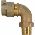 A Y Mcdonald 3/4 In. 90 Deg. Brass Elbow, MIP Polyethylene Pipe Connector 1/4 Bend 74779M-22 A